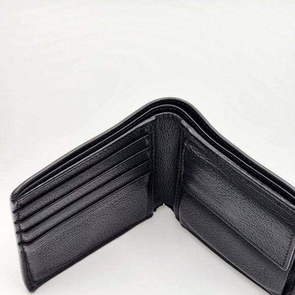 GUCCI Men's Bifold Wallet-Logo Stripe Web Black Leather - Picture 15 of 17
